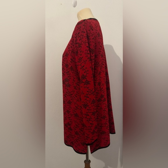 Exclusively Misook Open Front Longline Knit Cardigan Floral Career Luxe Large - Picture 2 of 10